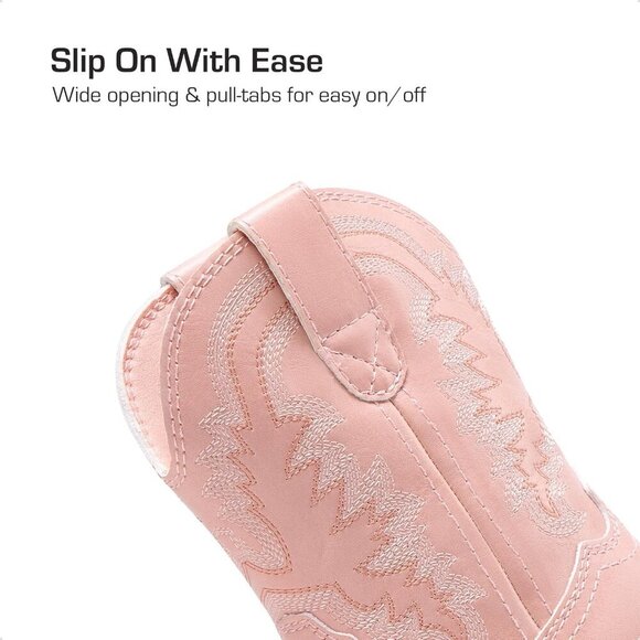 Kids Cowboy Boots Toddler Boys Girls Western Square Toe Mid Calf - Picture 3 of 6